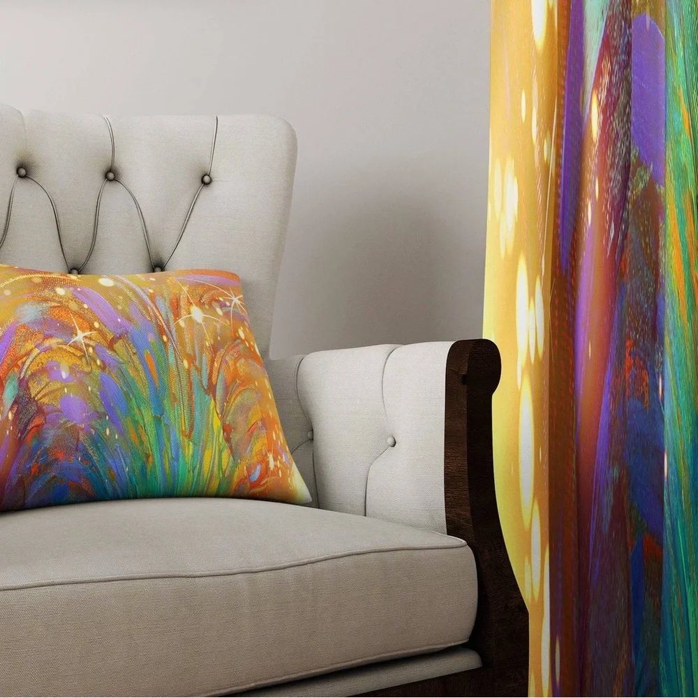 Wayfair Abstract Galaxy Curtain Panels Set Of 2, Semi Sheer Colorful Print